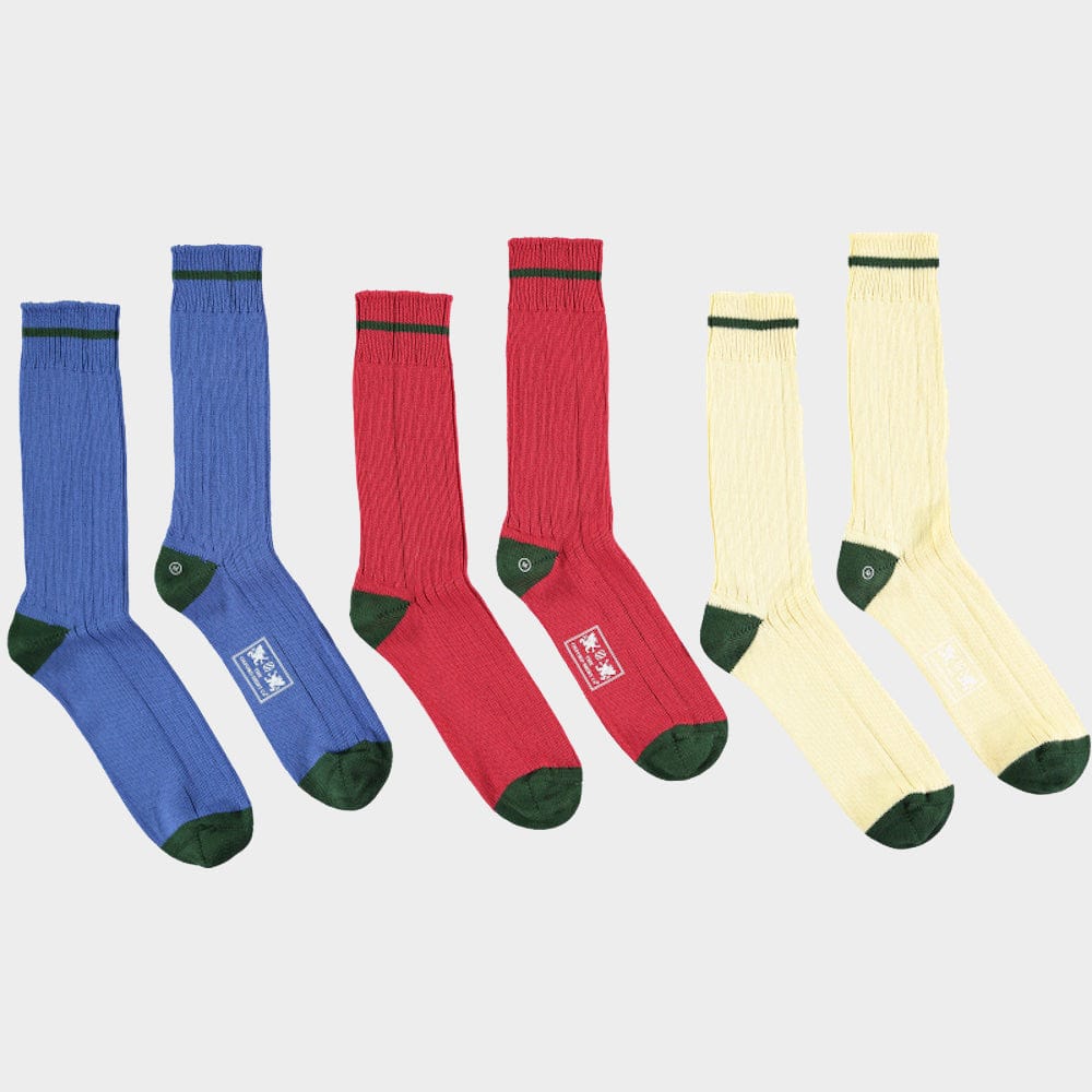 3 Pack of Socks in Green Contrast