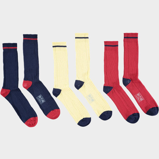 3 Pack of Socks in Marine Contrast