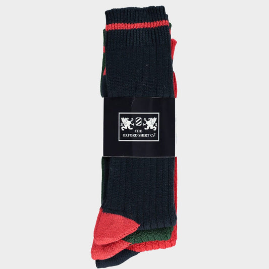 3 Pack of Socks in Red Contrast