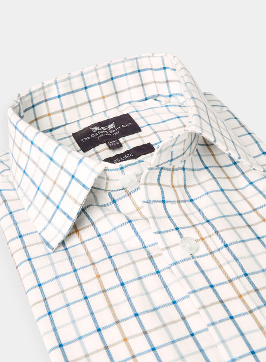 Classic Tattersall Shirt - Beige and Navy Check