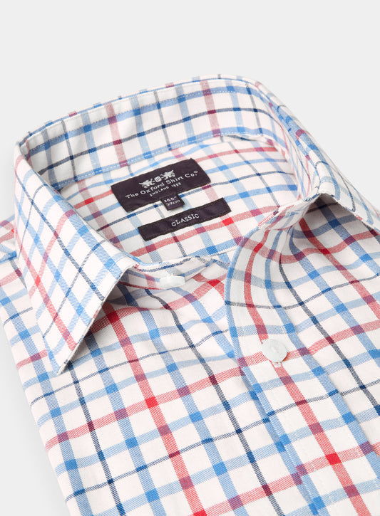 Classic Tattersall Shirt in Red and Blue Check