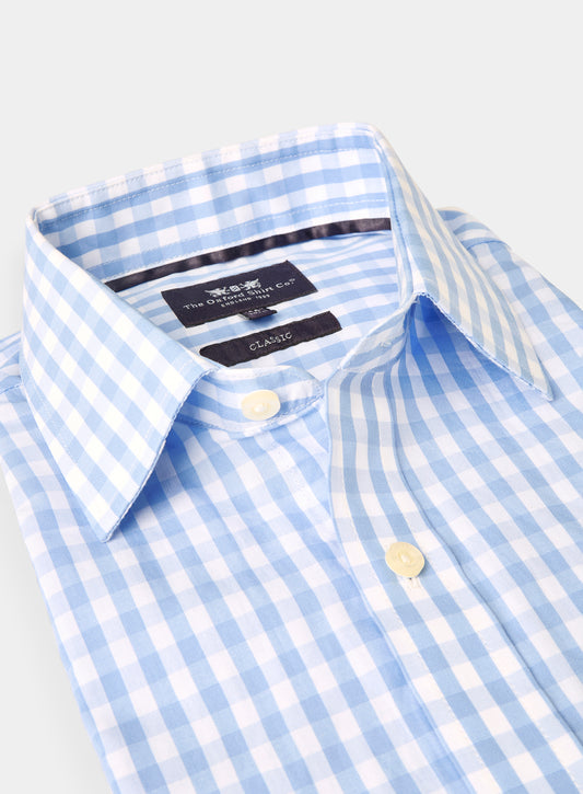Classic Cotton Poplin Shirt - Blue Check