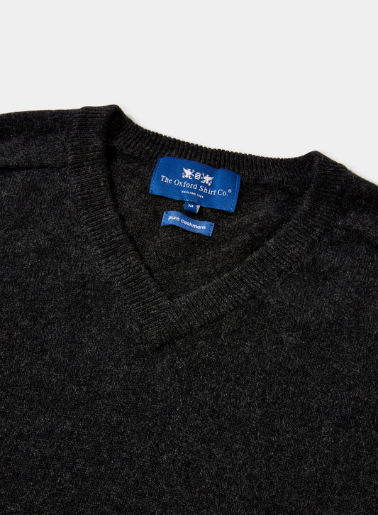 Cashmere V Neck in Charcoal