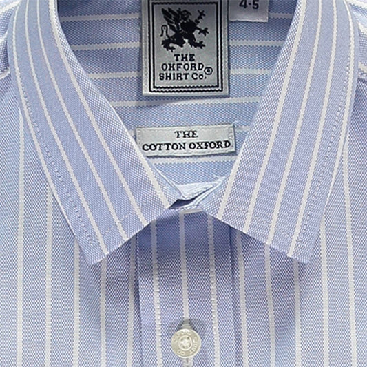 "Kids Classic Shirt in Blue and White Stripe - Oxford Shirt Co."