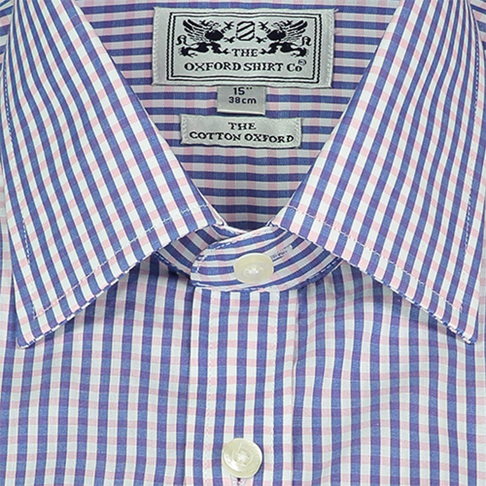 "Classic Shirt in Navy and Pink Gingham"