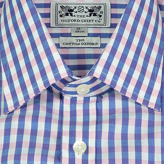 "Classic Shirt in Pink and Navy Check"