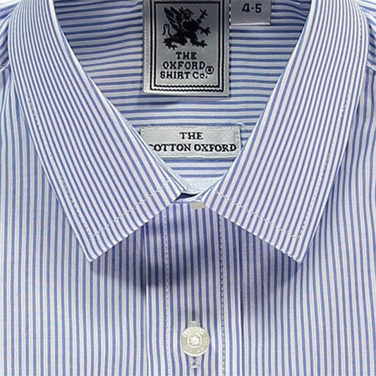 "Kids Classic Shirt in Blue Stripe - Oxford Shirt Co."