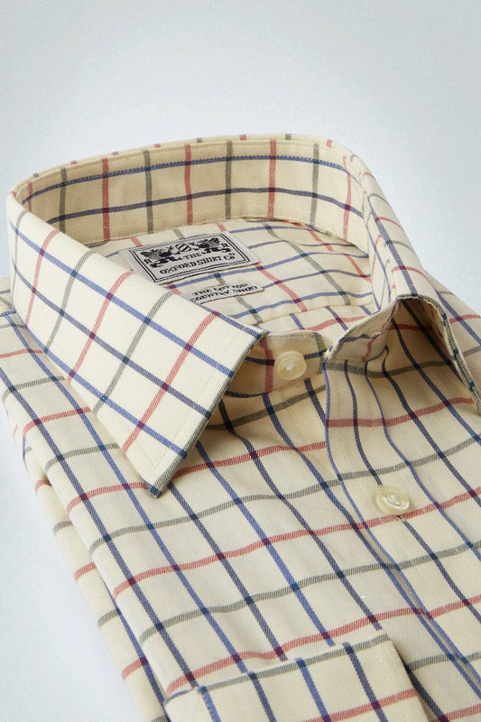 "Classic Tattersall Shirt in Red and Green Check"