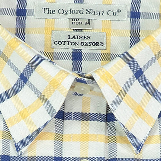 "Womens Shirt in Yellow and Navy Check"