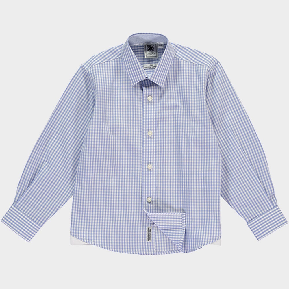 "Kids Classic Shirt in Pale Blue Gingham - Oxford Shirt Co."