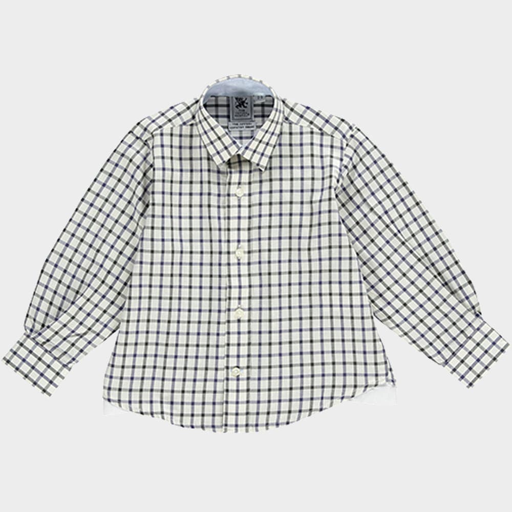 "Kids Country Shirt in Navy and Green Check - Oxford Shirt Co."