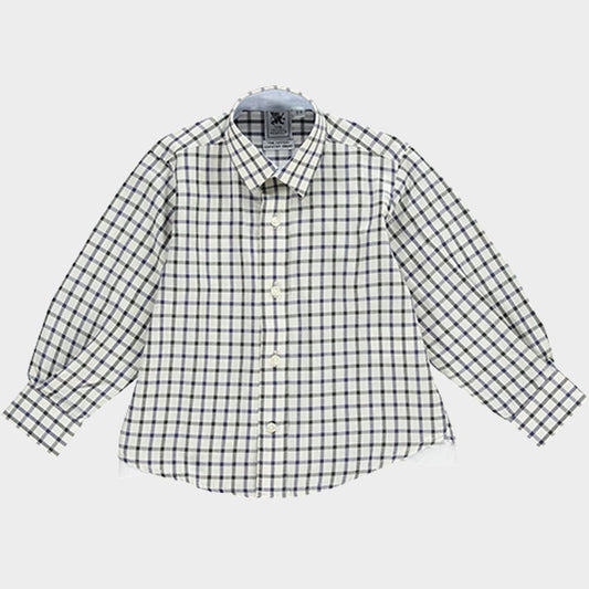 "Kids Country Shirt in Navy and Green Check - Oxford Shirt Co."