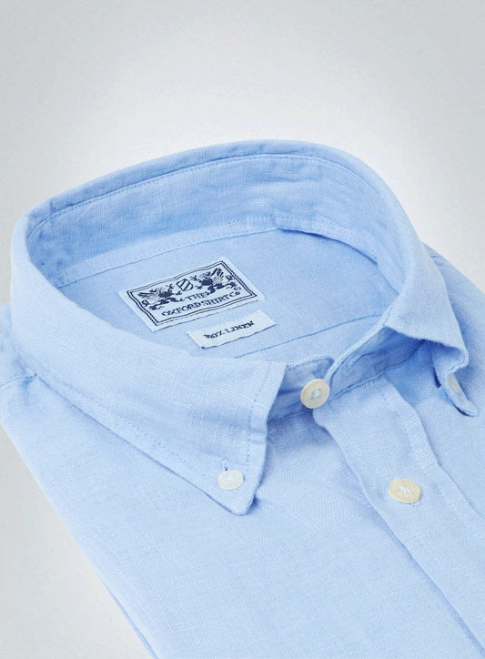 "Classic Fit Linen Shirt in Mid Blue"