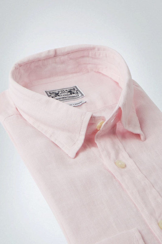 "Womens Linen Shirt in Pink"