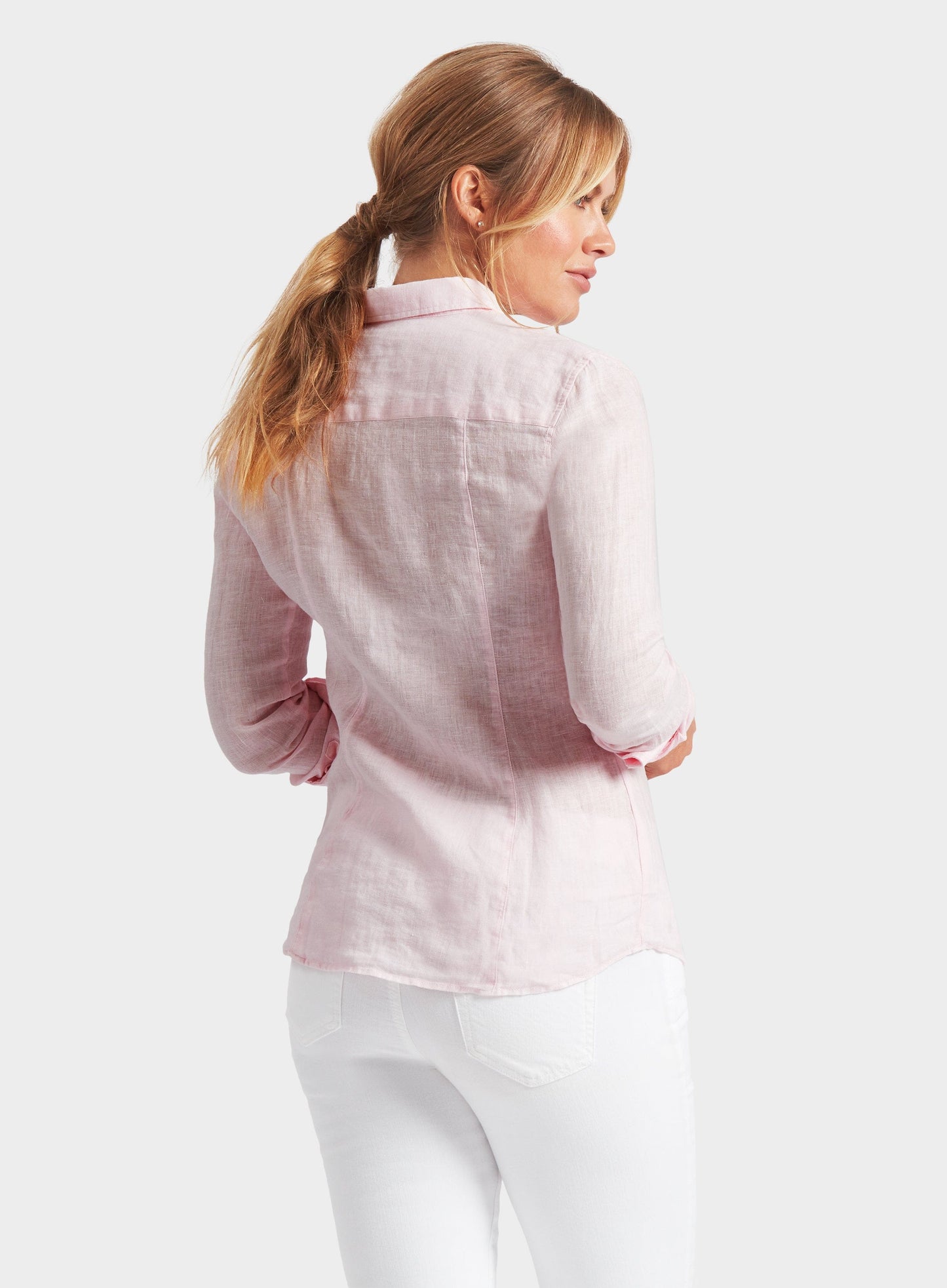 "Womens Linen Shirt in Pink"