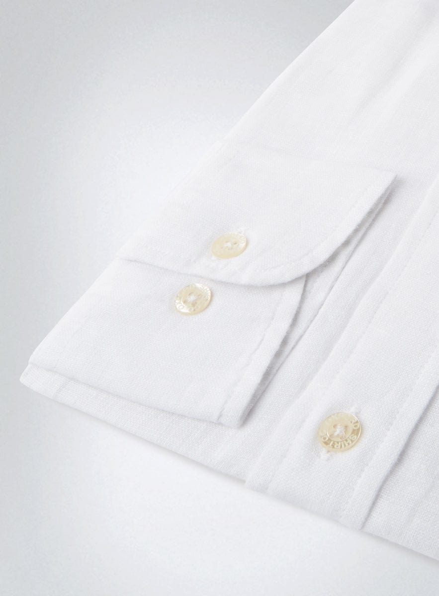 "Tailored Fit Linen Shirt in White"