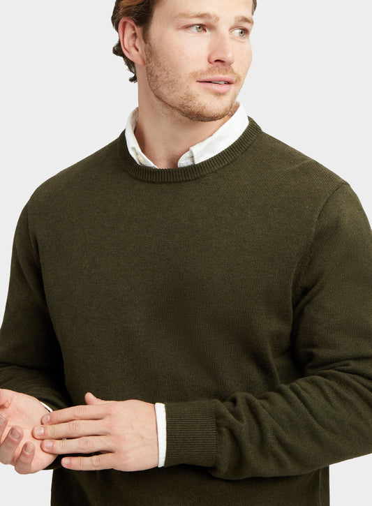 "Cotton Cashmere Crew Neck in Olive"