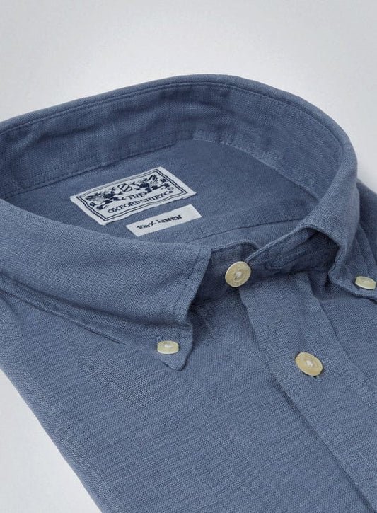 "Classic Fit Linen Shirt in Airforce"