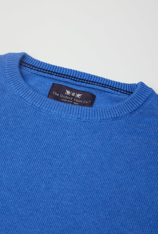 "Cotton Cashmere Crew Neck in Cornflower"