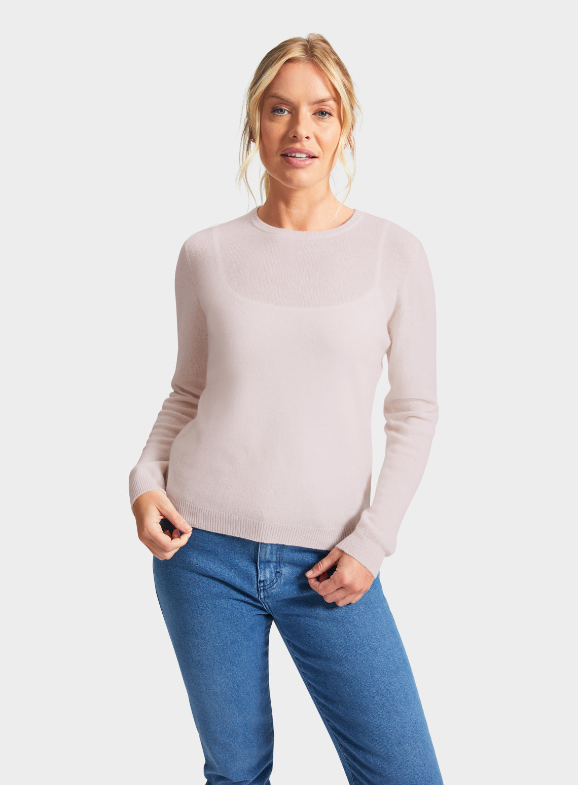 Cashmere Crew Neck in Pastel Pink