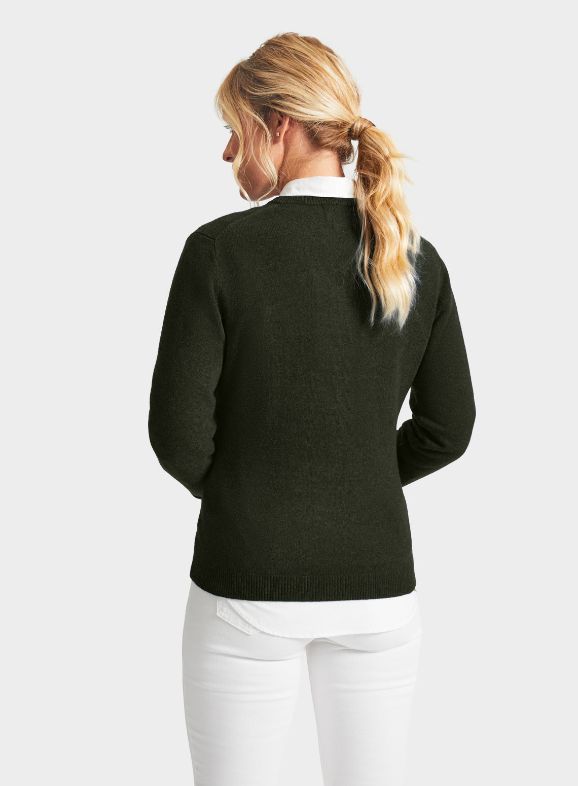 Cashmere V Neck in Highland Green
