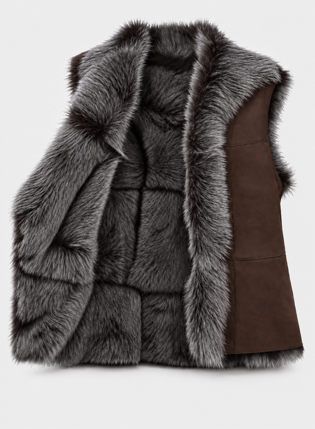 Fur-Lined Shearling Gilet - Brown