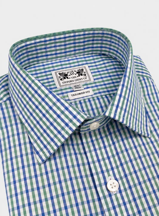 Classic Shirt in Green and Navy Gingham