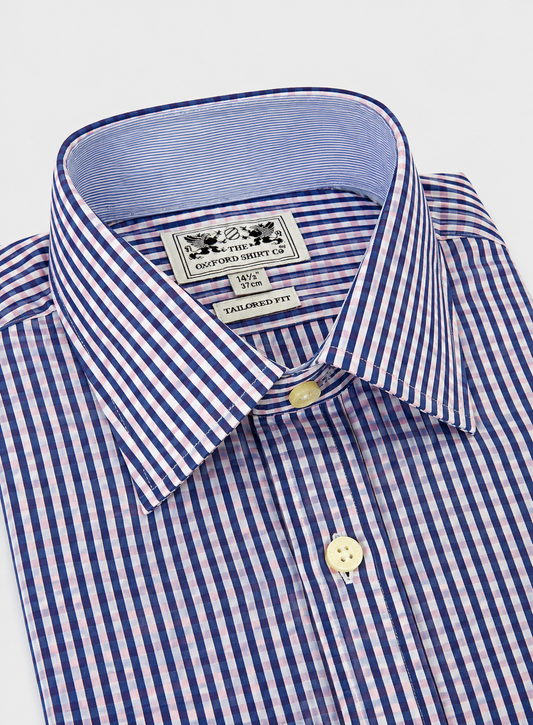 Classic Shirt in Navy and Pink Gingham