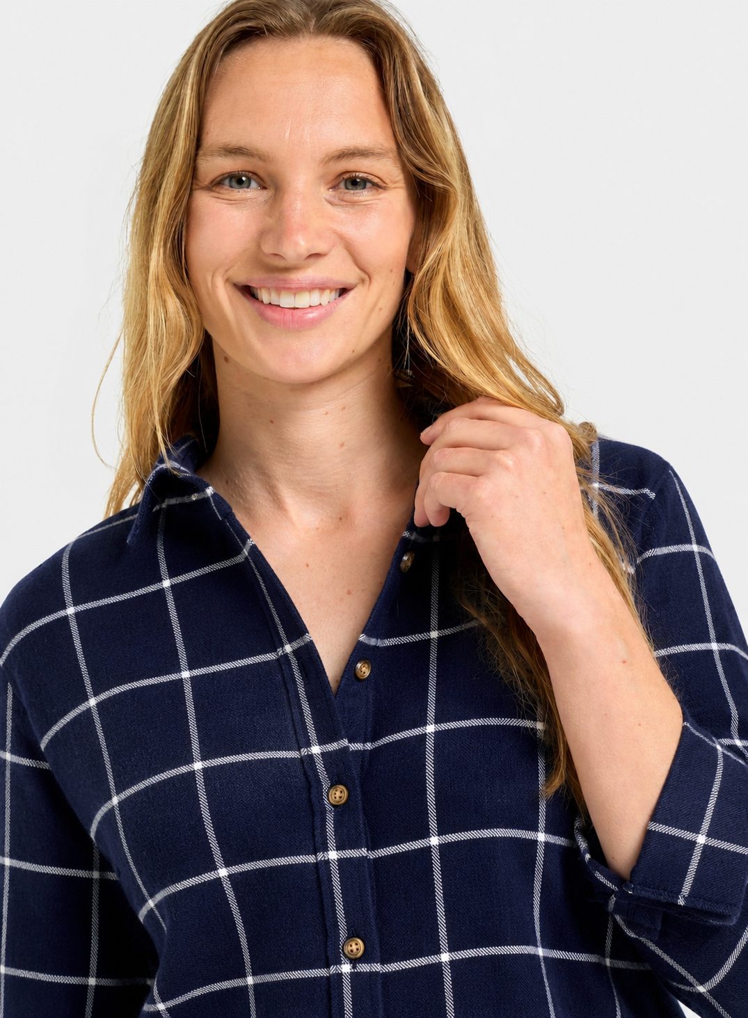 Classic Flannel Shirt - Navy and White Check
