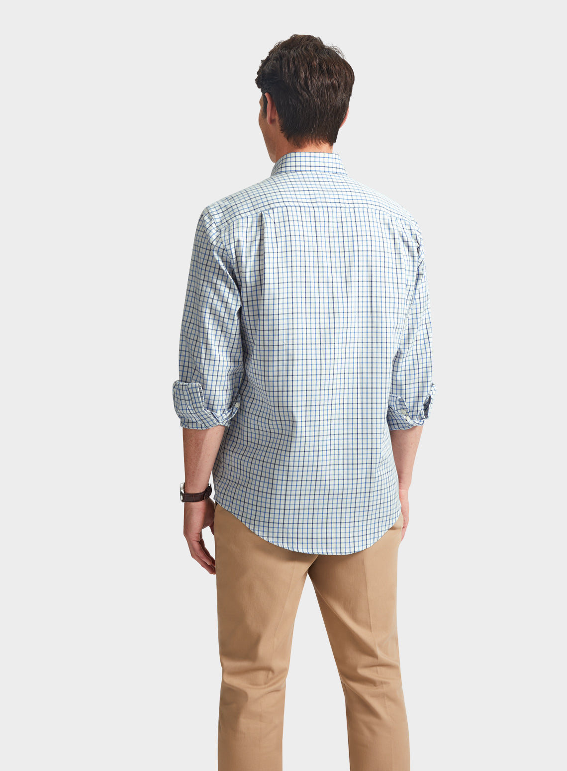 Button Down Tattersall Shirt in Blue Check