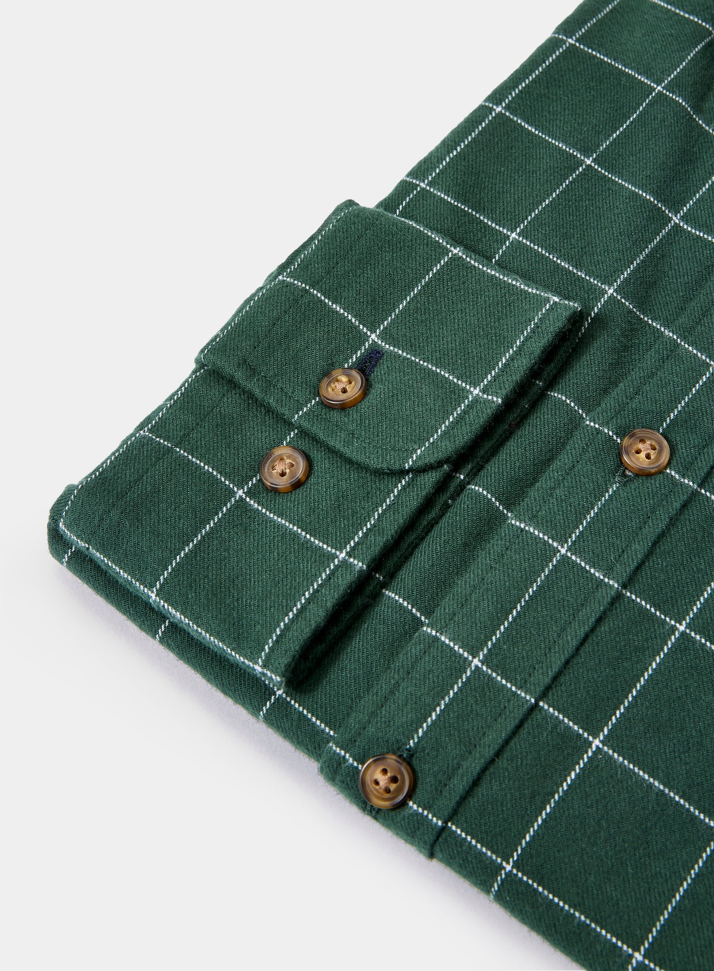 Button Down Flannel Shirt - Green and White Check