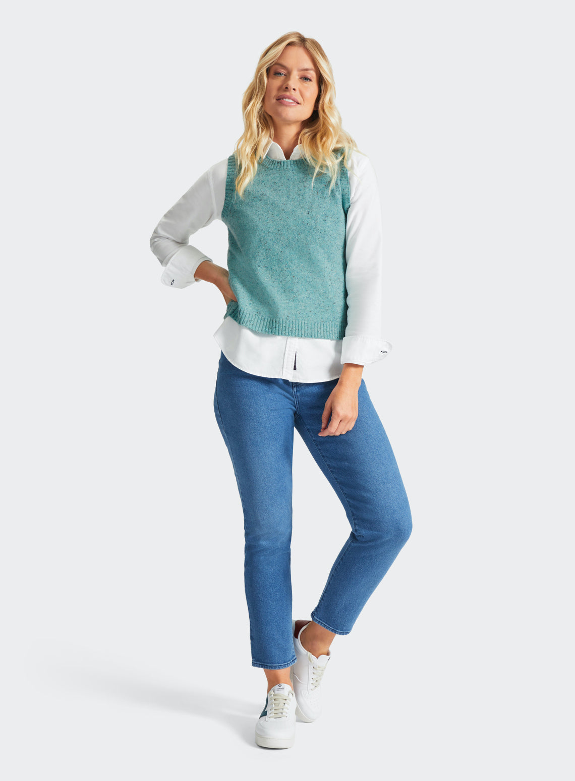 Knitted Neppy Vest in Mint