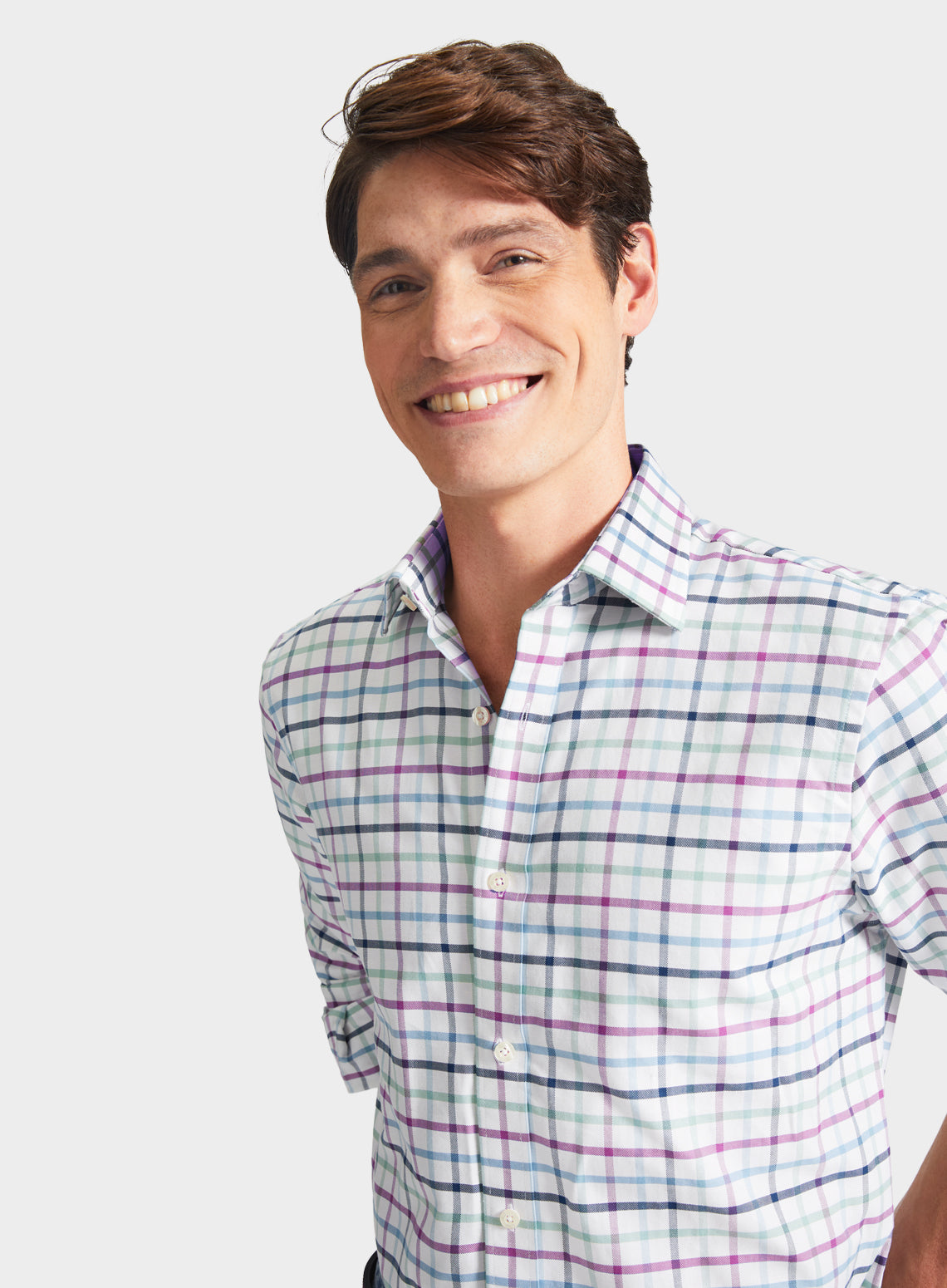 Classic Shirt in Green and Purple Check