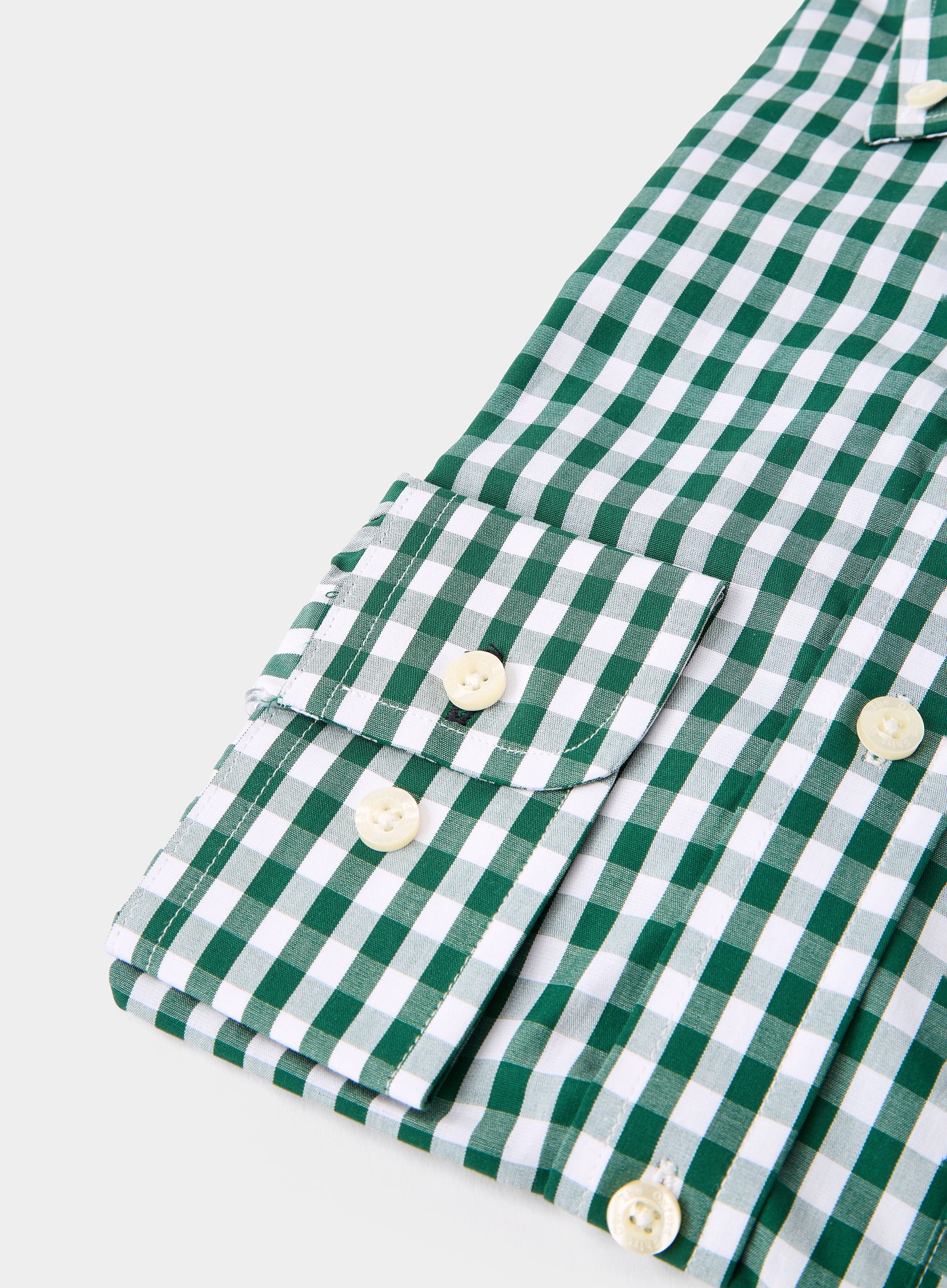 Button Down Cotton Poplin Shirt in Green Check