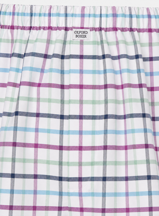 Cotton Boxers in Green and Purple Check
