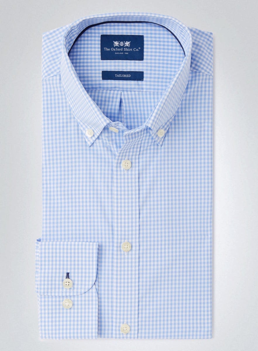 Button Down Gingham Shirt - Blue