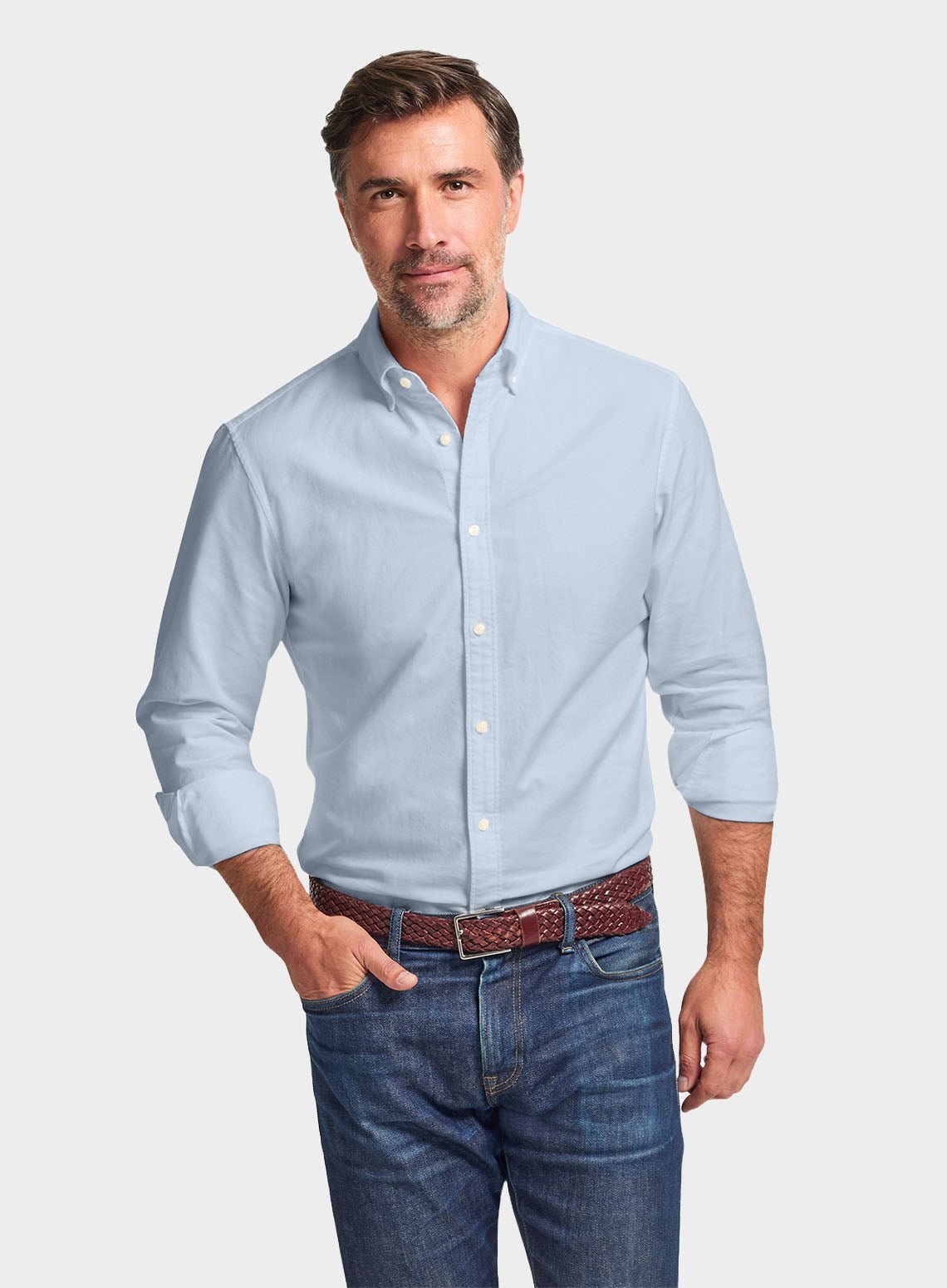 Mens Button Down Oxford Shirt in Blue Oxford Shirt