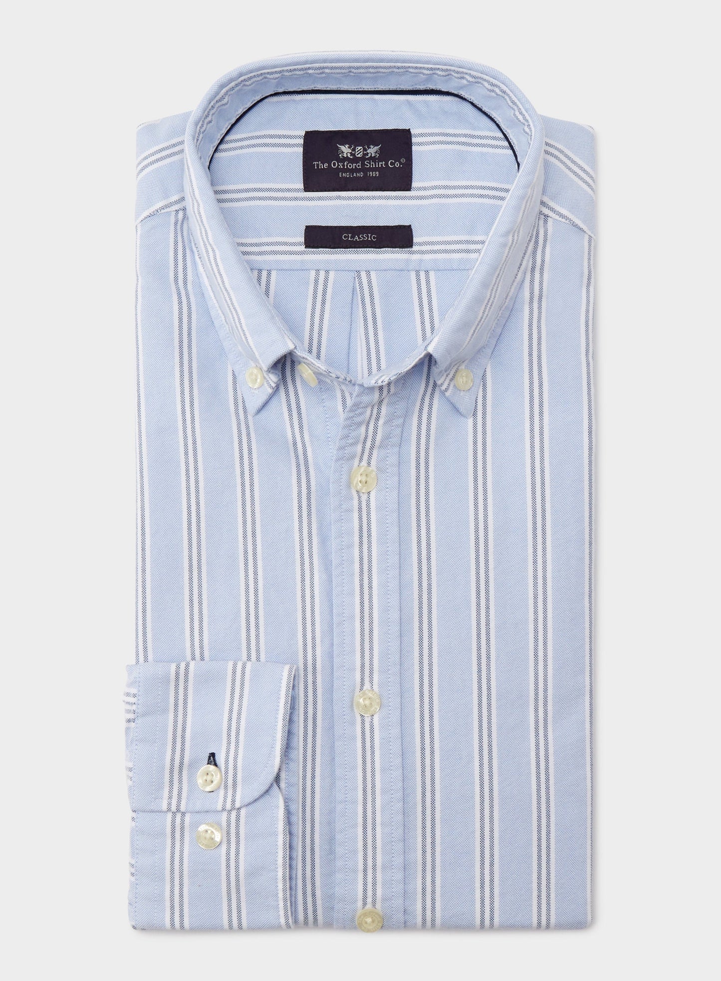 Button Down Oxford Shirt - Blue and Navy Stripe