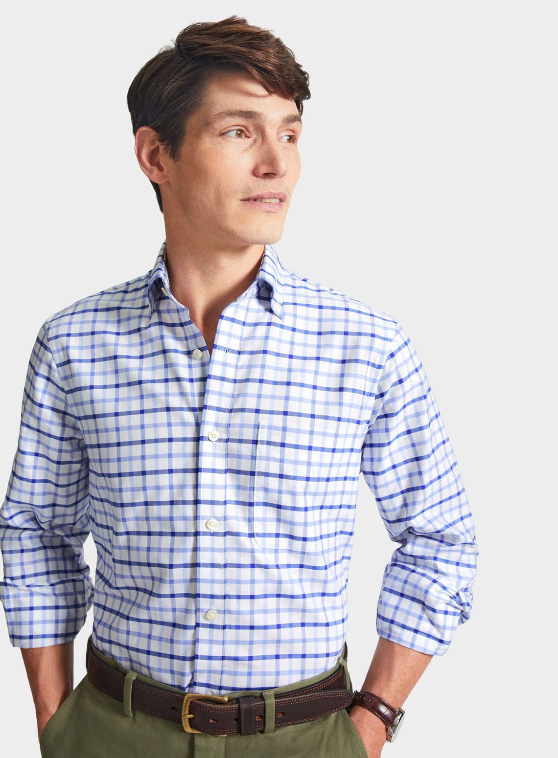 Button Down Shirt in Multi Blue Check