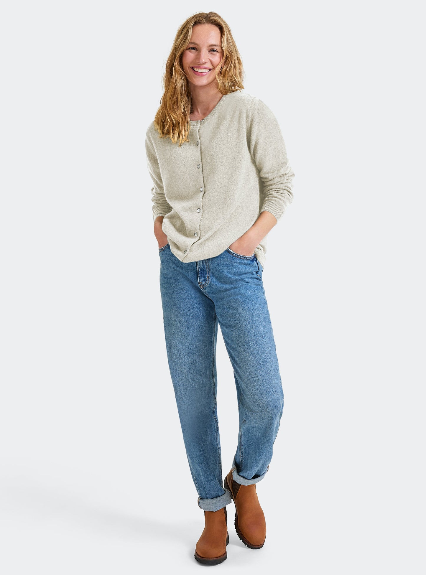 Cashmere Cardigan in Ecru