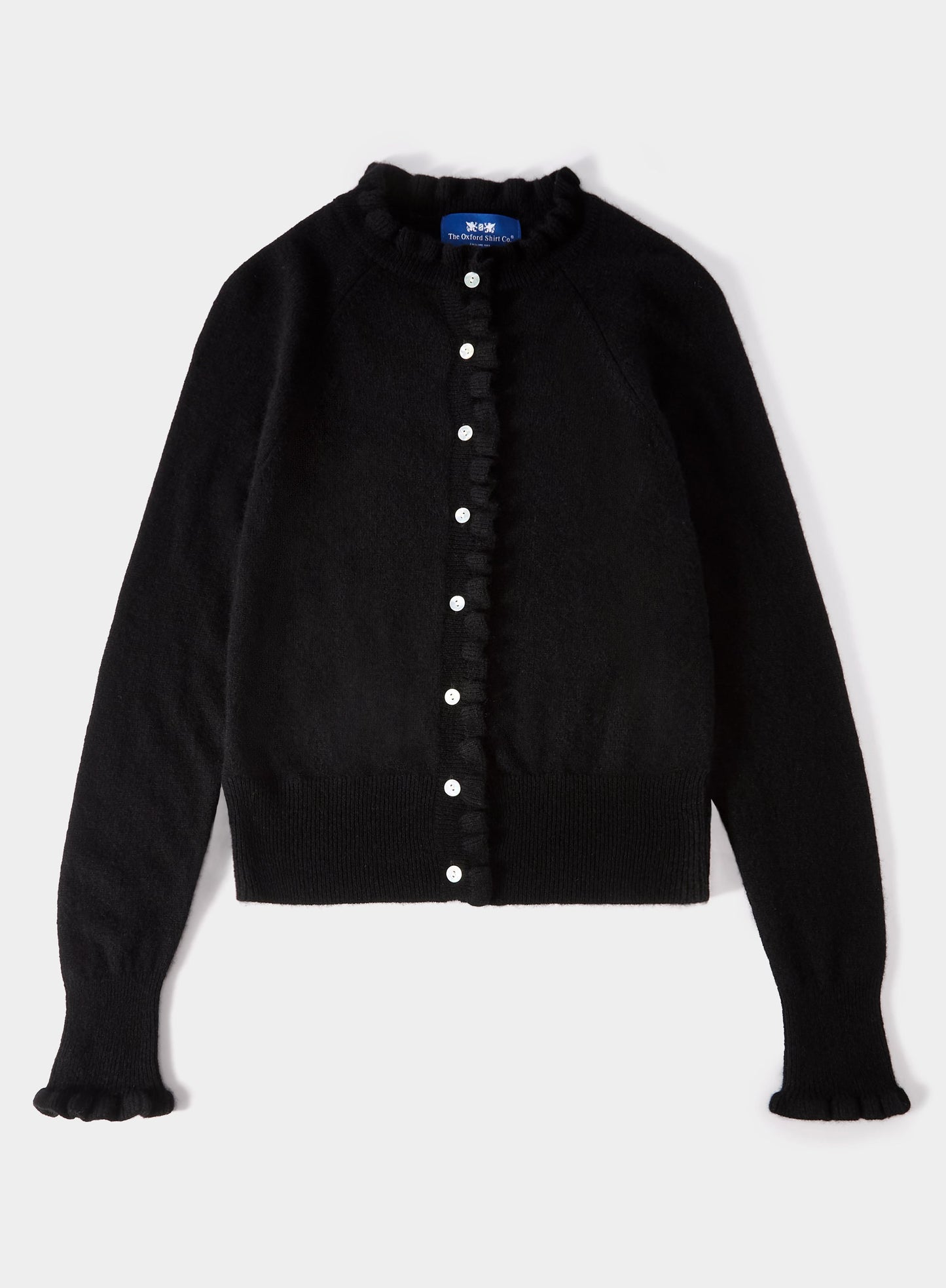 Cashmere Frill Cardigan in Black