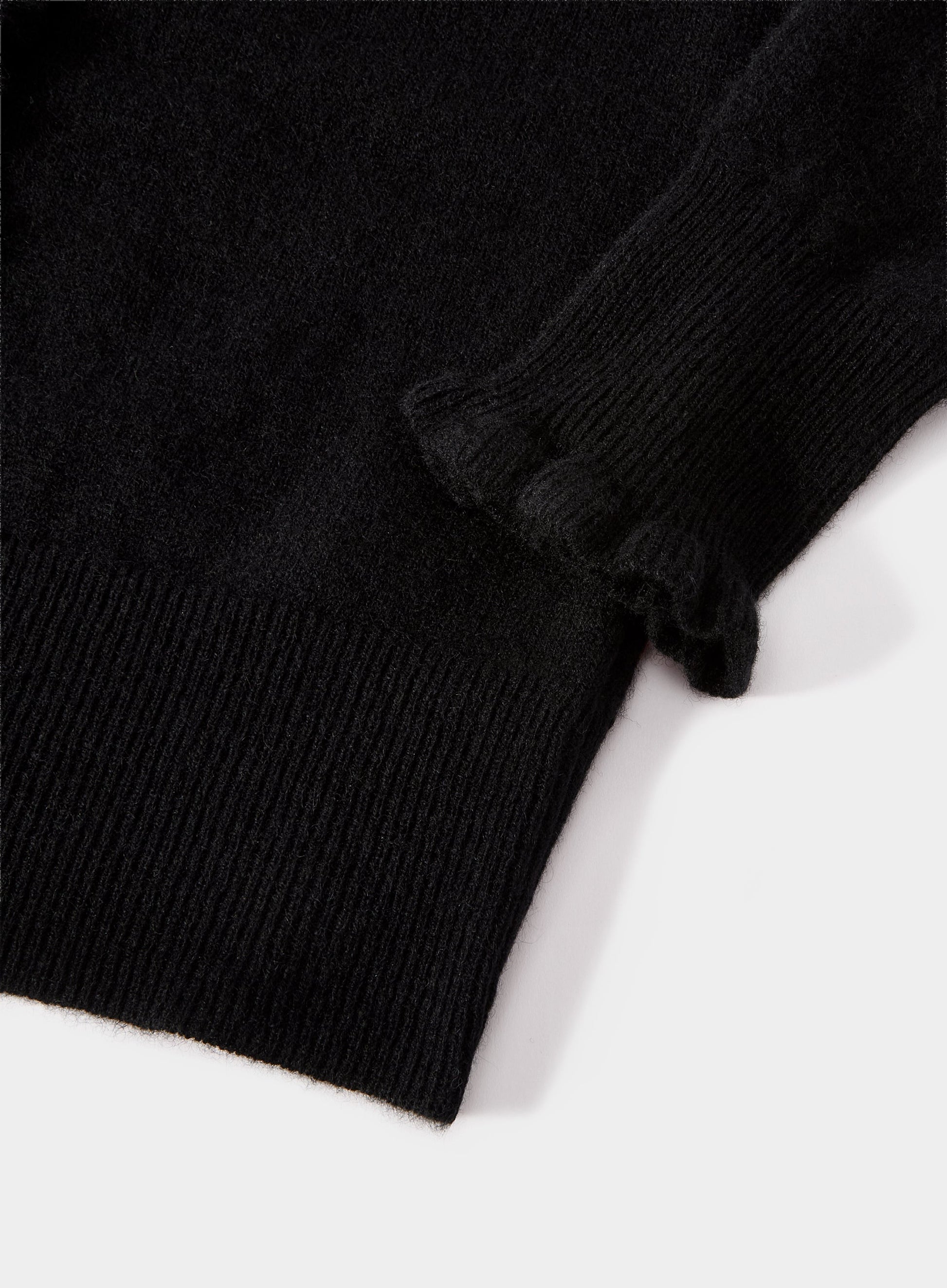 Cashmere Frill Cardigan in Black