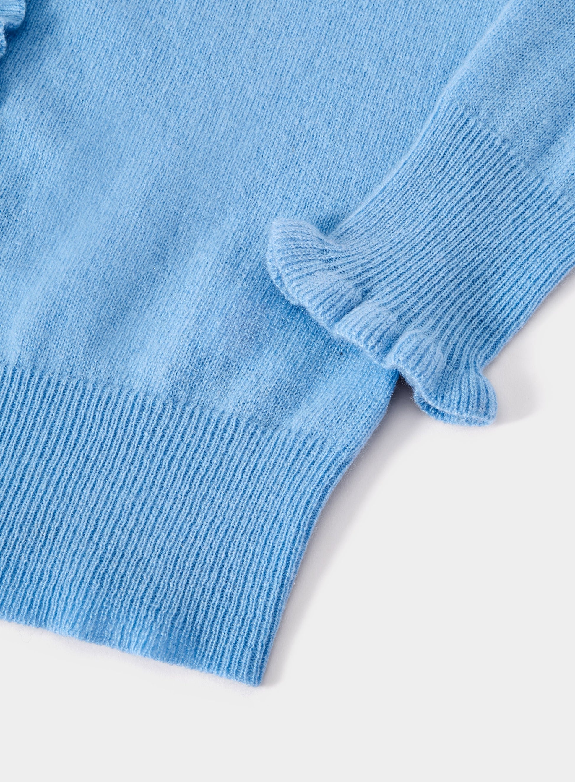 Cashmere Frill Cardigan in Periwinkle