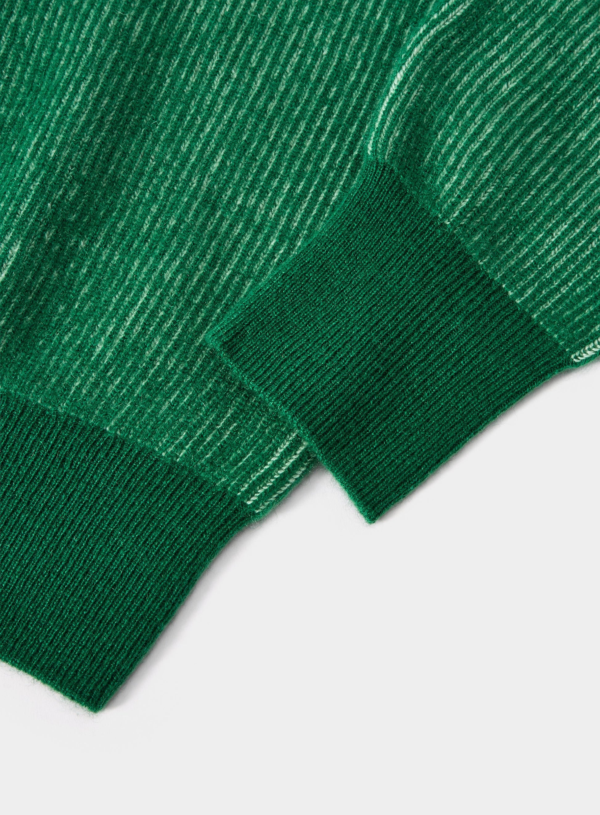 Cashmere Plaited Rib 1/4 Zip in Grass