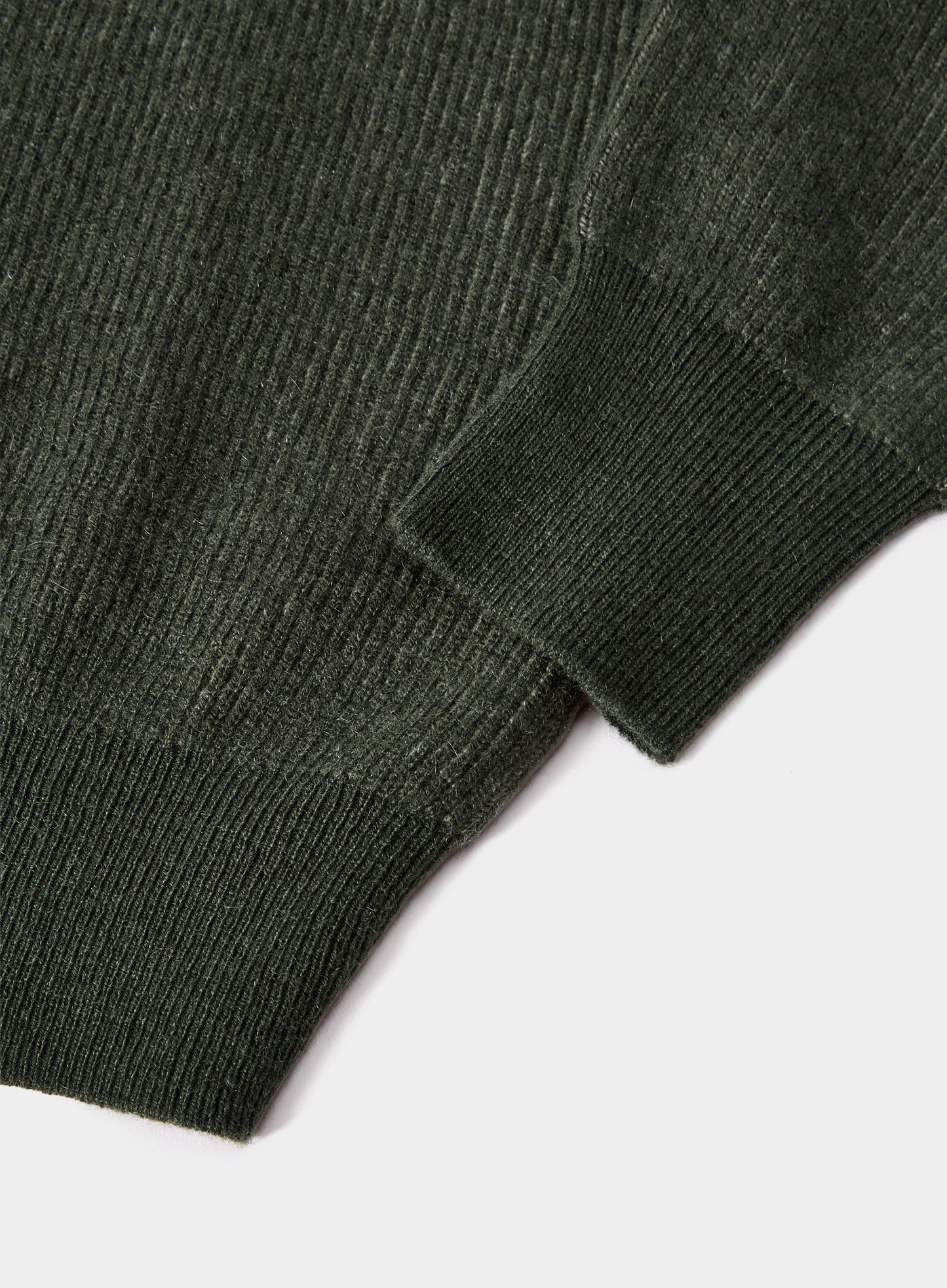 Cashmere Plaited Rib 1/4 Zip in Green