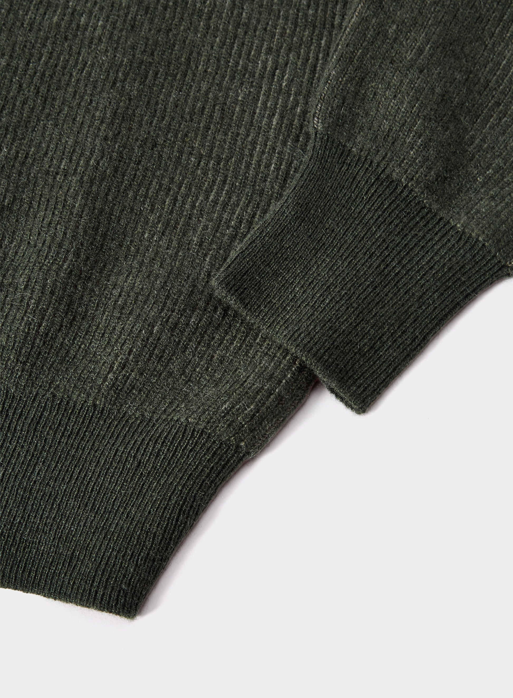 Cashmere Plaited Rib 1/4 Zip in Green