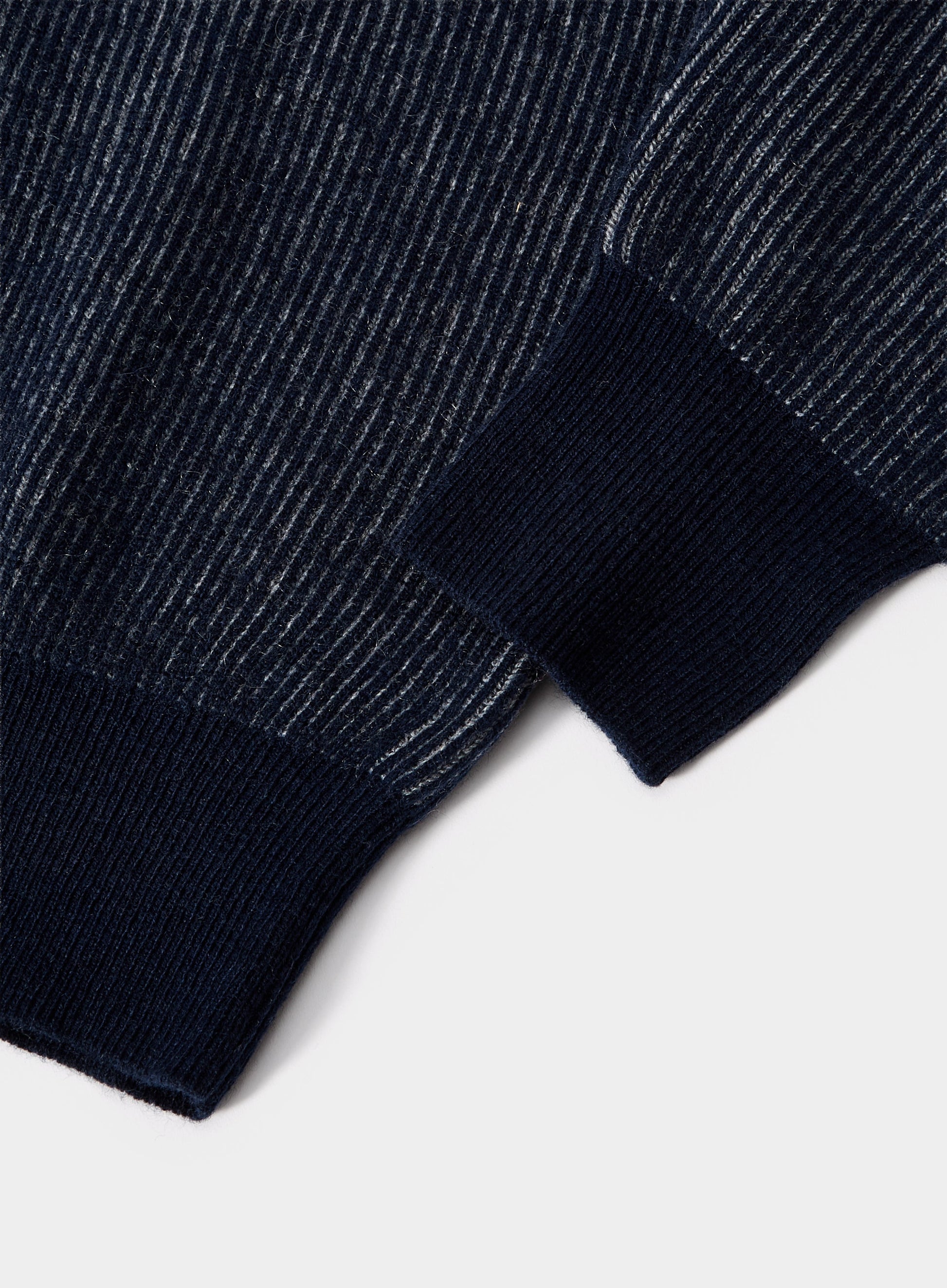 Cashmere Plaited Rib 1/4 Zip in Navy