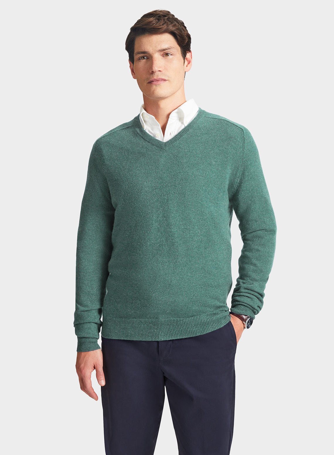 Cashmere V Neck in Green