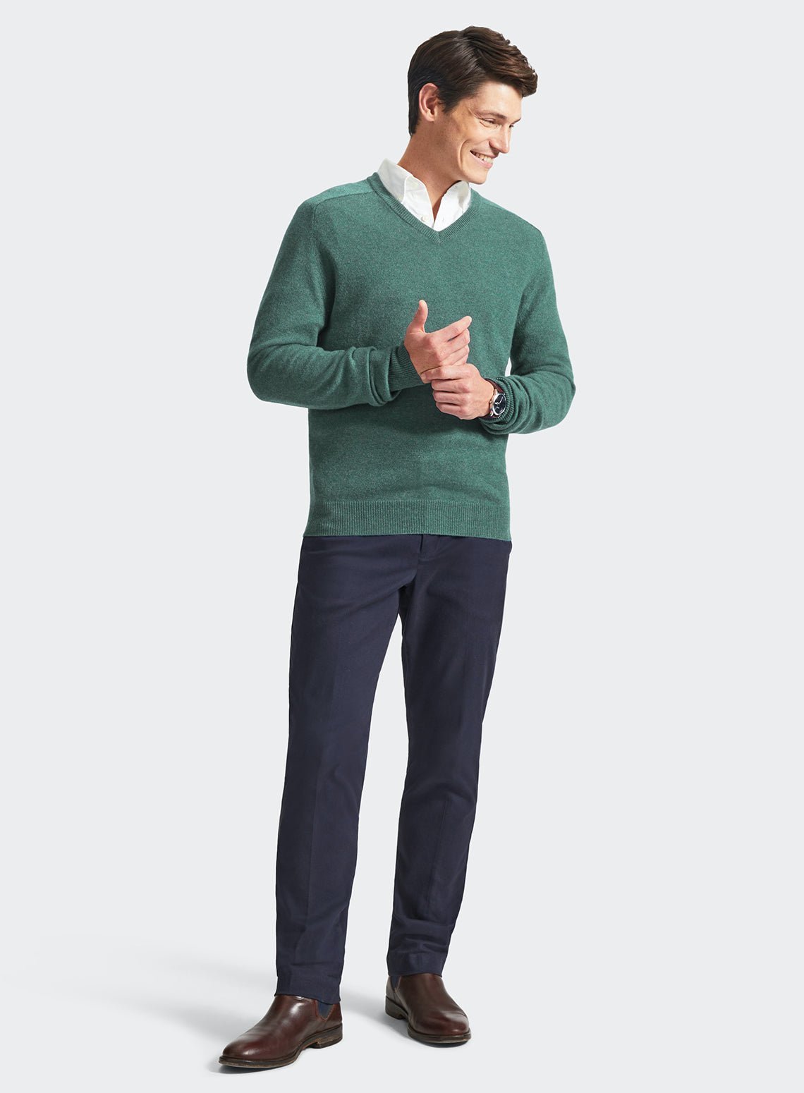 Cashmere V Neck in Green