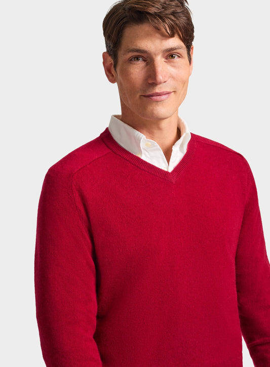 Cashmere V Neck in Red